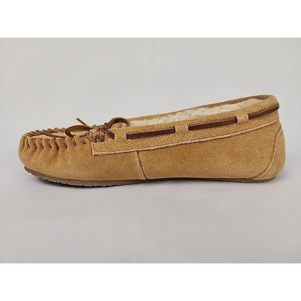 Minnetonka Women's Moccasins 7M Faux Lined Shoes 4052 Tan Leather Suede EUC - Picture 9 of 11